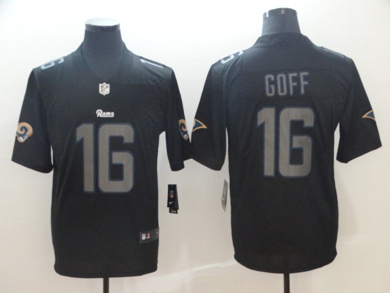 Men Los Angeles Rams #16 Goff Nike Fashion Impact Black Color Rush Limited NFL Jerseys->youth nfl jersey->Youth Jersey